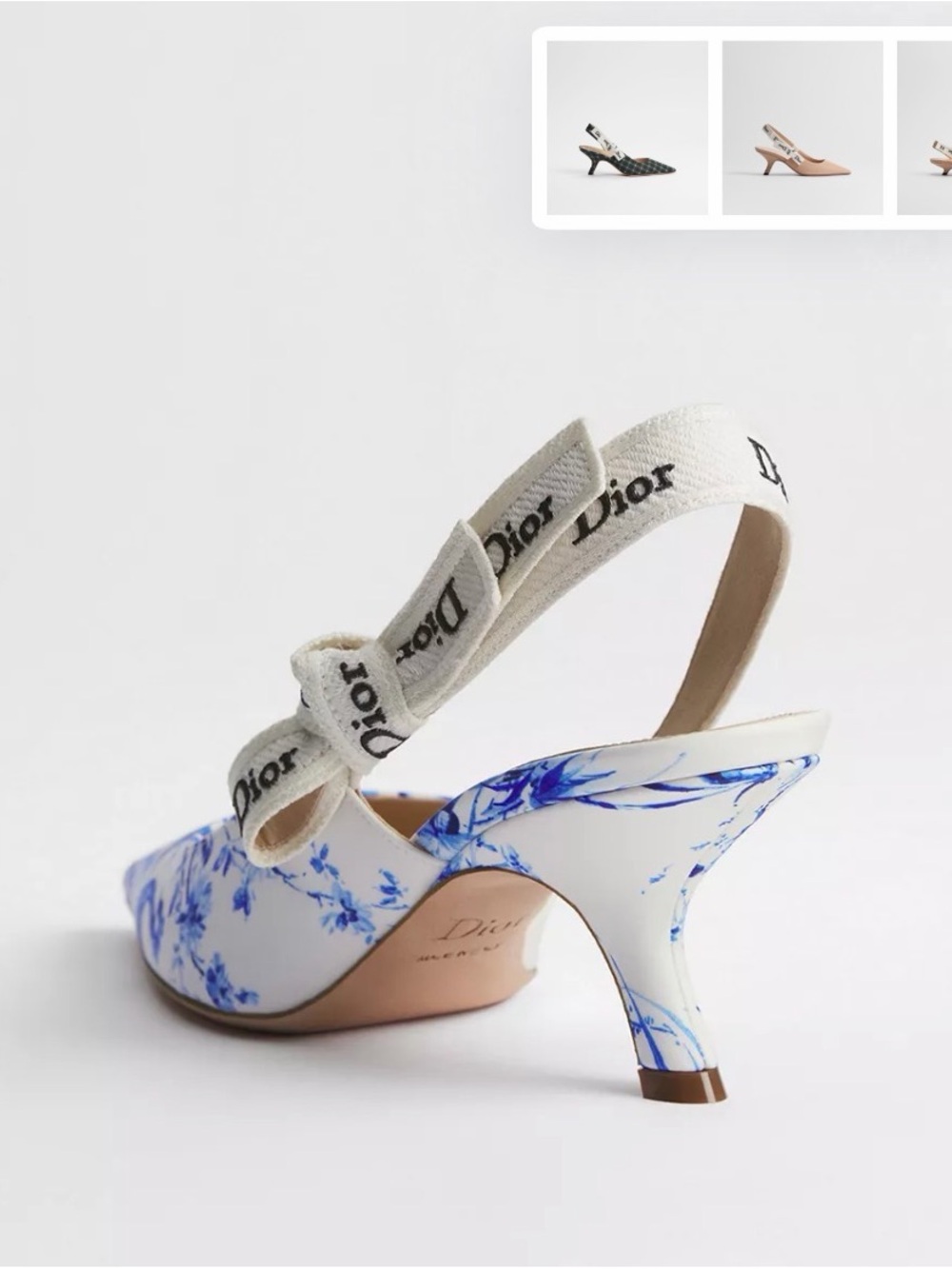 Dior J’Adior Slingback Pumps Blue Toile de Jouy Floral - Picture 3 of 3